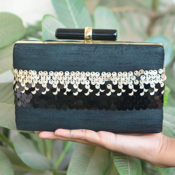 New Shape with Designer Clasp, Big Size, Party Sequence Clutch clutchcraft.in