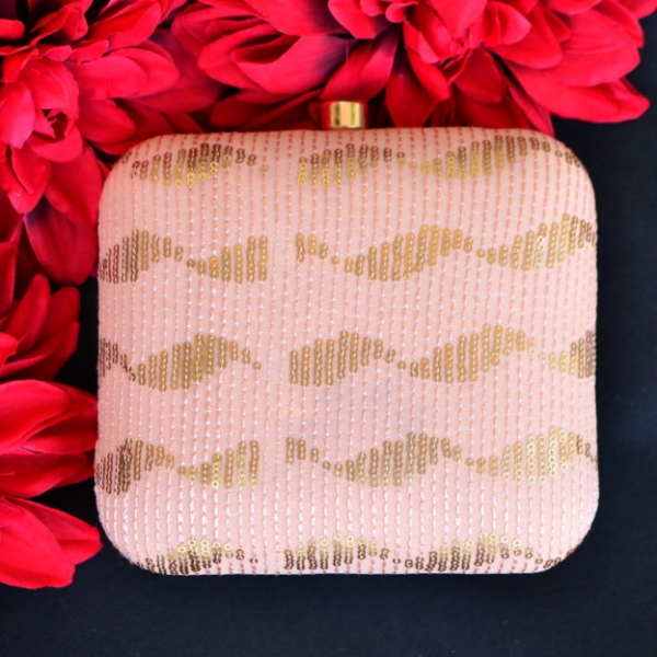 New Embroidery Collection in Square Shape baby pink clutchcraft.in