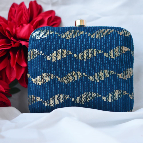 New Embroidery Collection in Square Shape blue clutchcraft.in