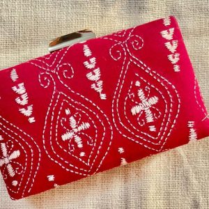 "Experience the Rich Cultural Heritage of India with Our Red Kantha Clutch"