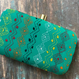 Jade Green Colour Kantha Collections Clutchcraft