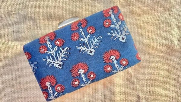 "Carry a Piece of Tradition Everywhere You Go with our Blue Ajrakh Clutch"