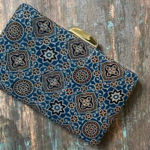 "Carry a Piece of Tradition Everywhere You Go with our Adriatic Sea Ajrakh Clutch"
