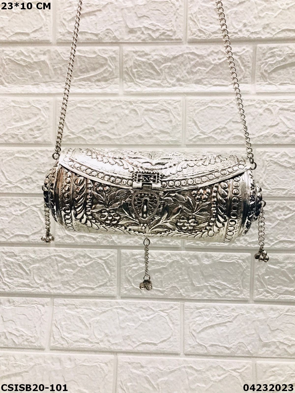 Brass Silver clutch with handle | Clutches and More