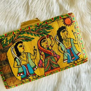 clutch Craft Tussar collection yellow clutch