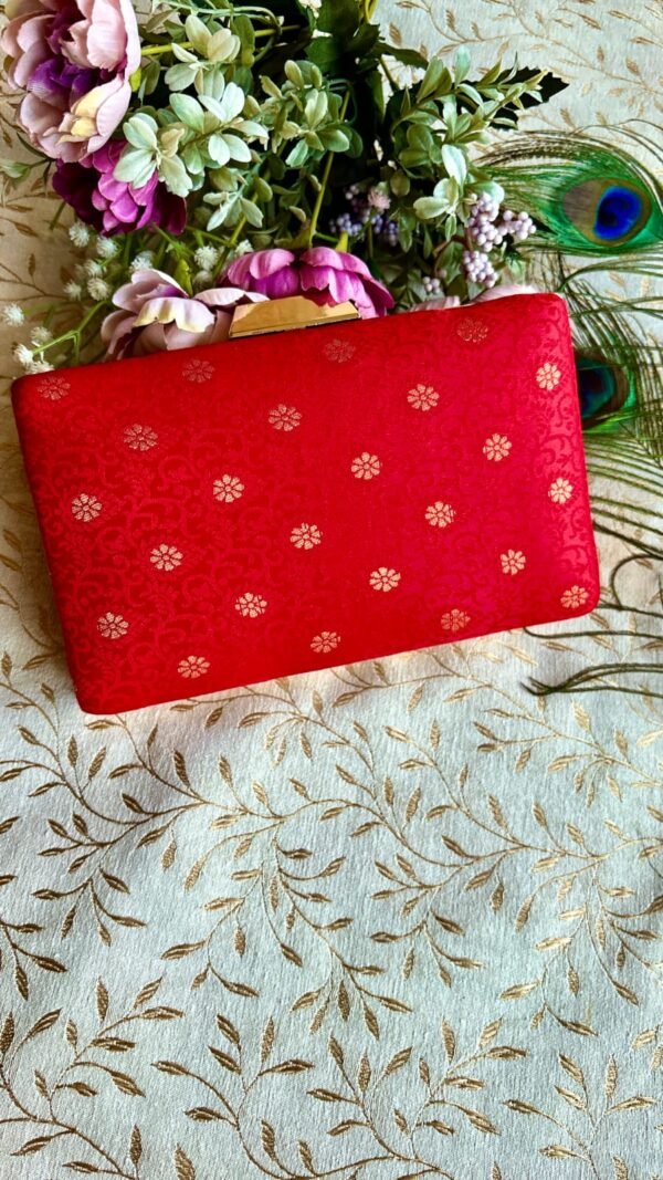 Red Banarasi Clutch Bag
