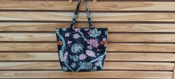 Kantha Black Tote Bag