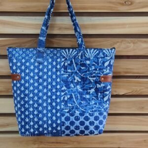 Blue Kantha Tote Bag