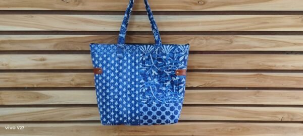 Blue Kantha Tote Bag