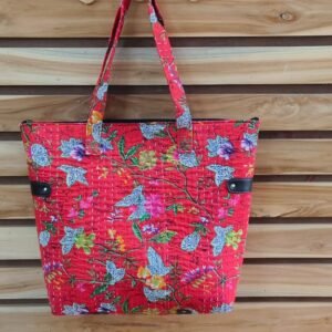 Pink Kantha Tote Bag