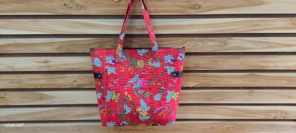 Pink Kantha Tote Bag