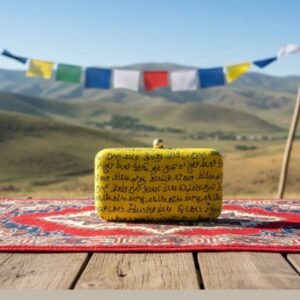 Tantram Sacred Mantra Clutch Box – Handcrafted Spiritual Energy Container (Black, Red, Yellow & White)